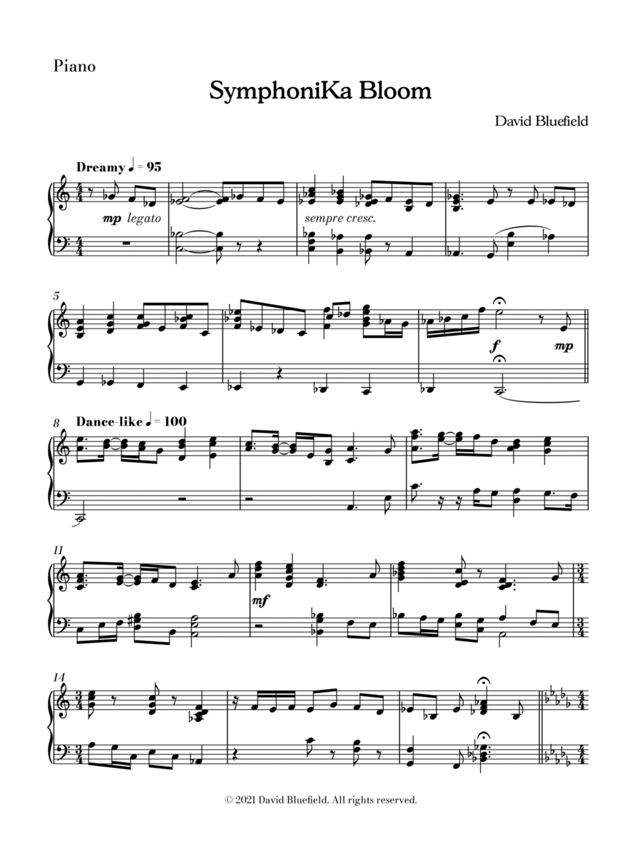 SymphoniKa Bloom Piano Solo scores gallery preview page 1