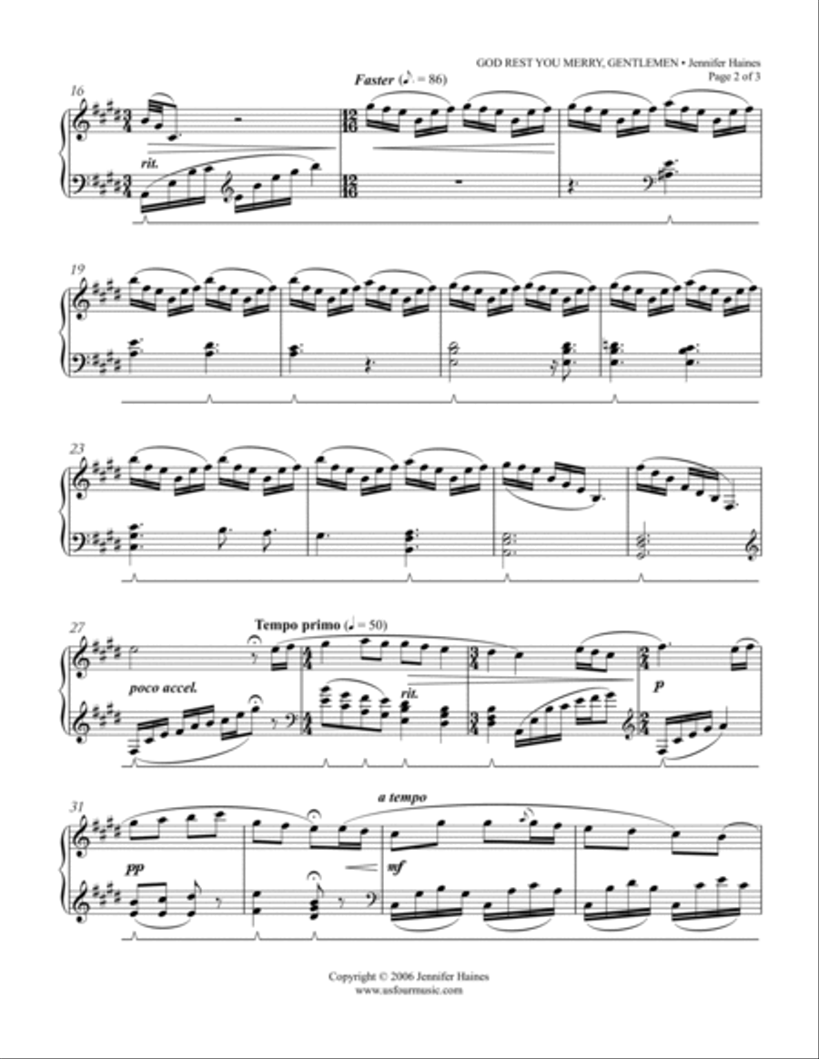 God Rest You Merry Gentlemen Piano Solo scores gallery preview page 2