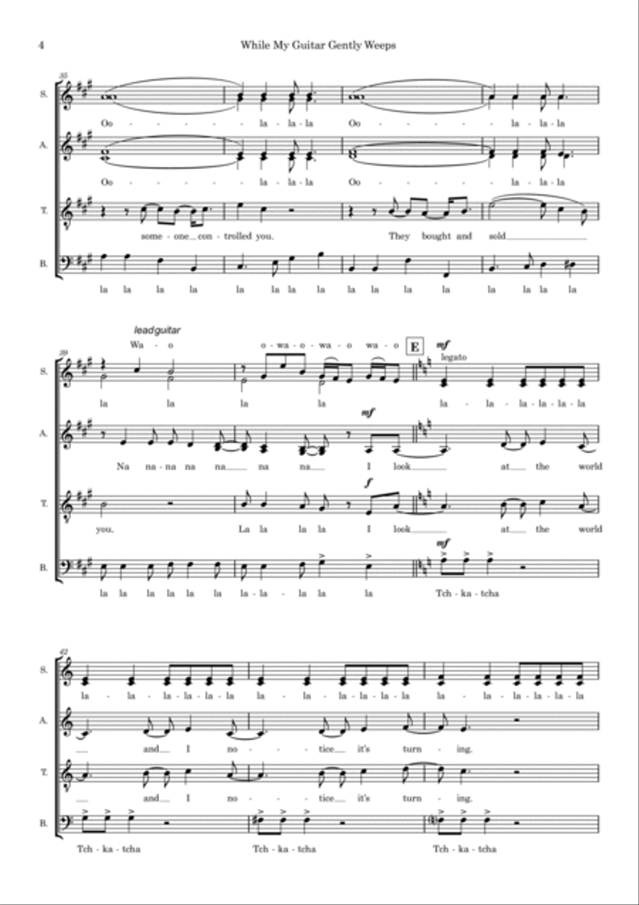 While My Guitar Gently Weeps (arr. Sam Burns) SSAATTBB scores gallery preview page 4