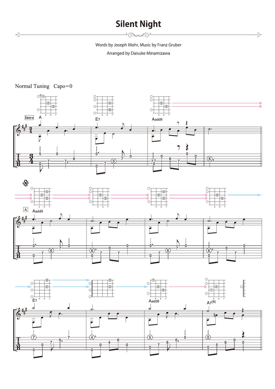 Silent Night Guitar Solo scores gallery preview page 1