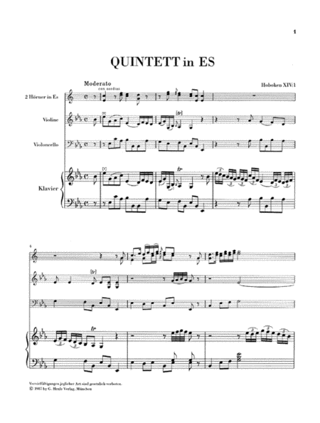 Quintet E Flat Major Hob.XIV:1