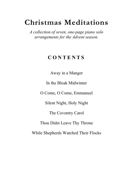 Christmas Meditations (A Collection of One-Page Carols for Solo Piano) image number null