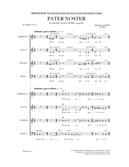 Pater Noster, Double Chorus a cappella