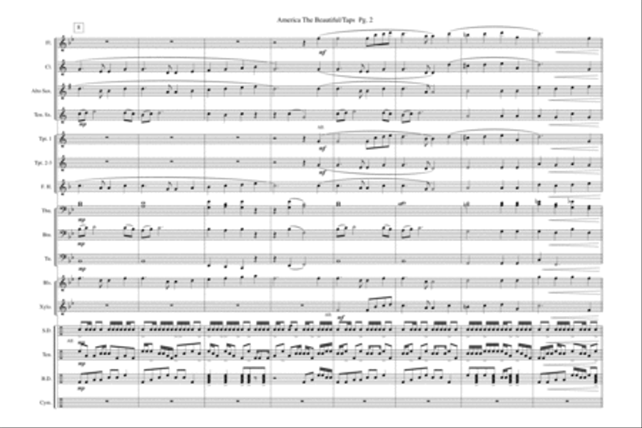 America The Beautiful/Taps Marching Band scores gallery preview page 3