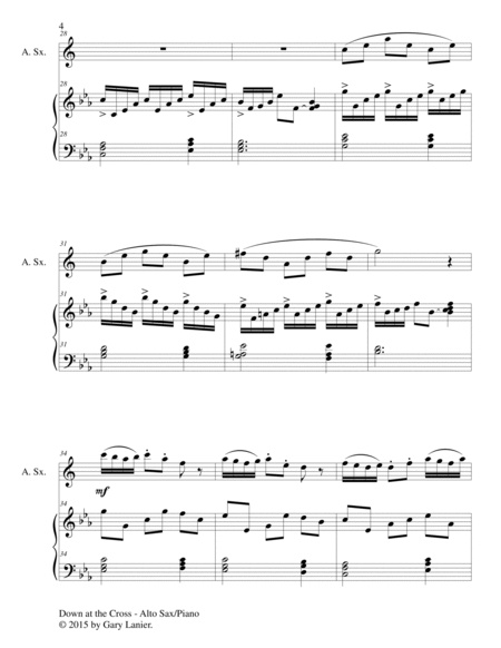 DOWN AT THE CROSS (Duet – Alto Sax and Piano/Score and Parts) image number null