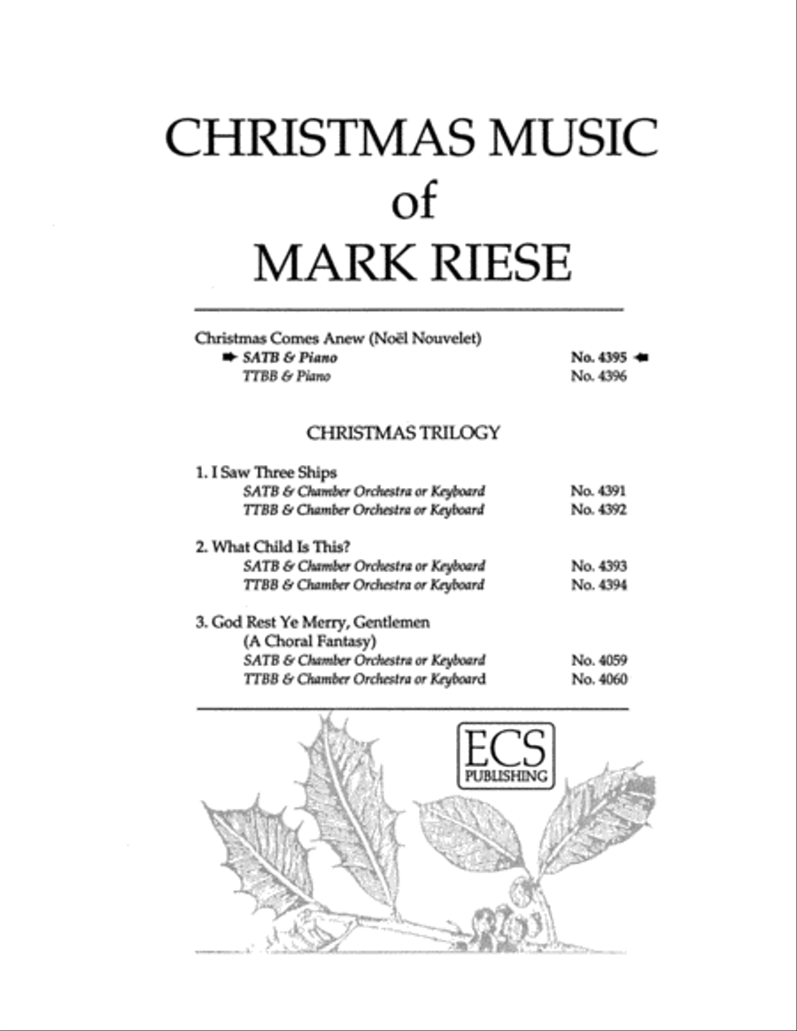 Christmas Comes Anew (Noel Nouvelet) 4-Part scores gallery preview page 1