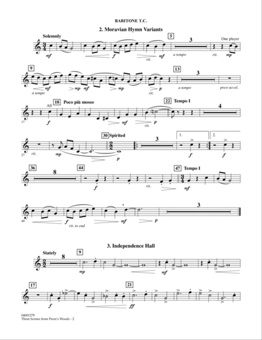 Three Scenes From Penn's Woods - Baritone T.C. Concert Band scores gallery preview page 2