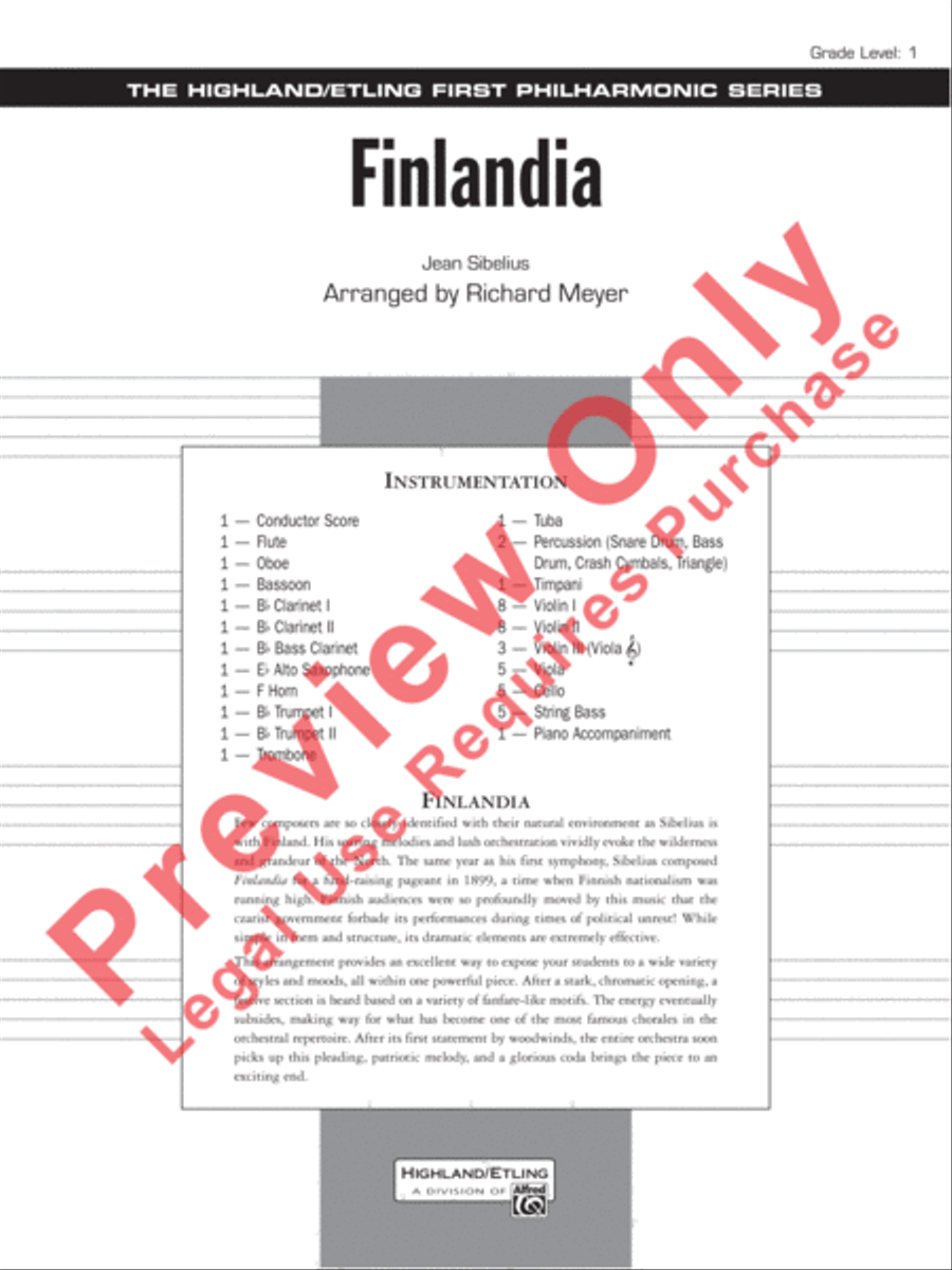 Finlandia Full Orchestra scores gallery preview page 2
