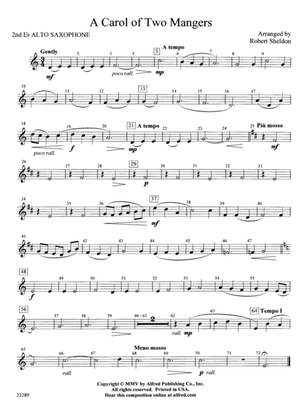 A Carol of Two Mangers: 2nd E-flat Alto Saxophone