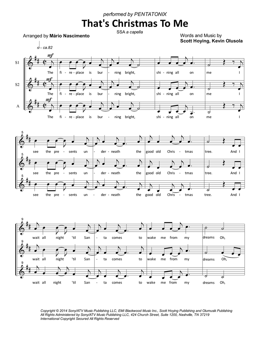 That's Christmas To Me That's Christmas To Me SSA scores gallery preview page 1