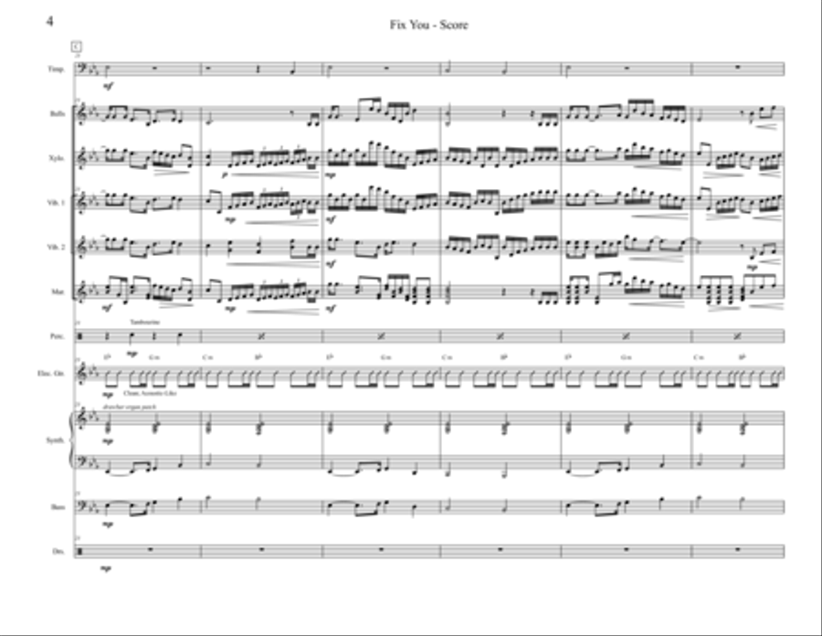 Fix You Percussion Ensemble scores gallery preview page 4