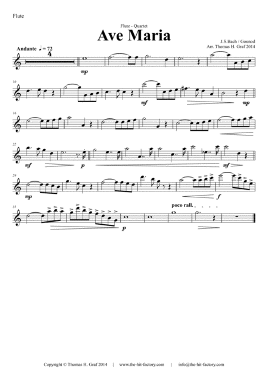 Ave Maria - Bach/Gounot - Flute Quartet Flute Quartet scores gallery preview page 4