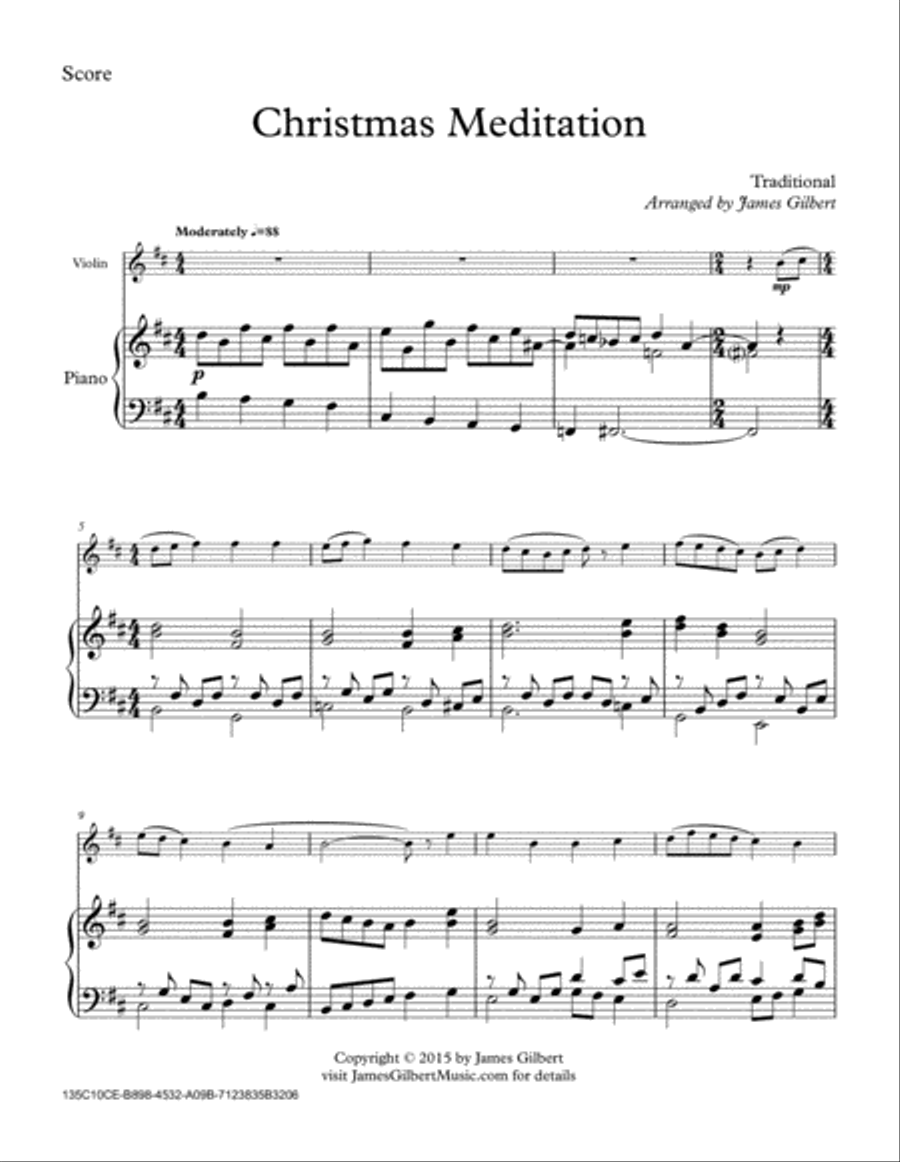 Christmas Meditation Violin Solo scores gallery preview page 1