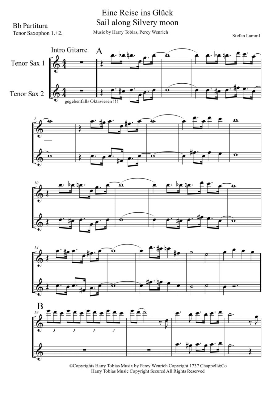 Sail Along, Silv'ry Moon Tenor Saxophone scores gallery preview page 1