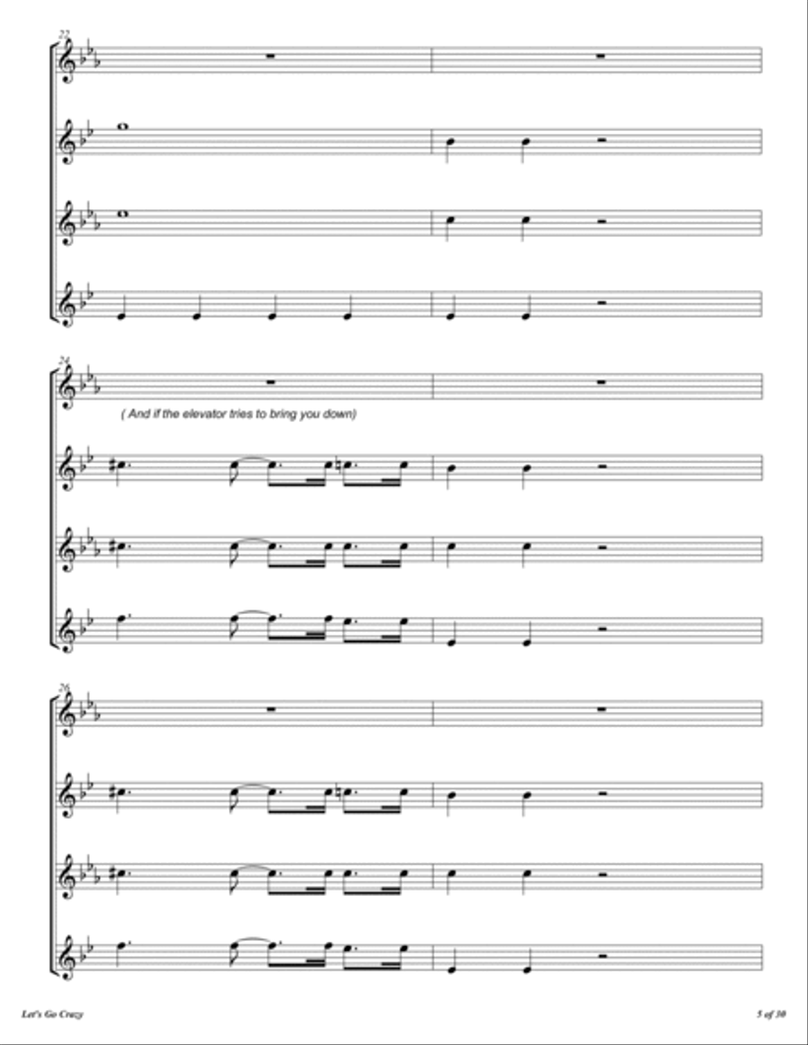 Let's Go Crazy Woodwind Quartet scores gallery preview page 6