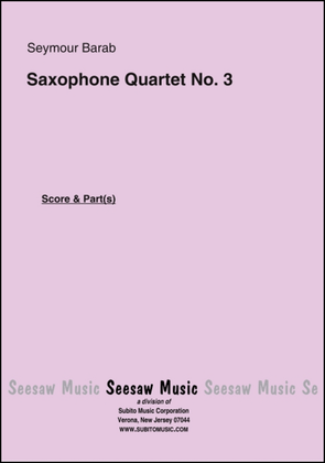 Book cover for Saxophone Quartet No. 3
