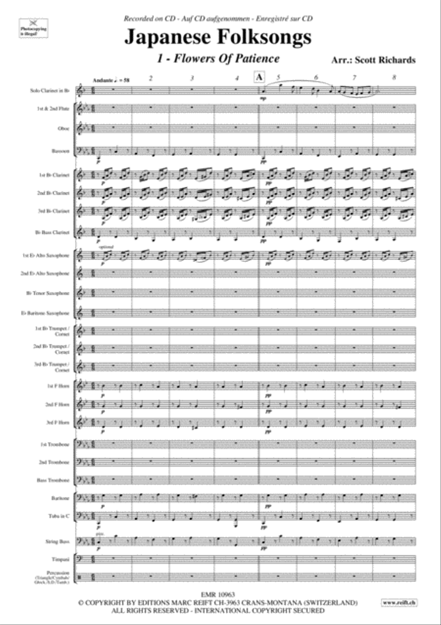 Japanese Folksongs Concert Band scores gallery preview page 4