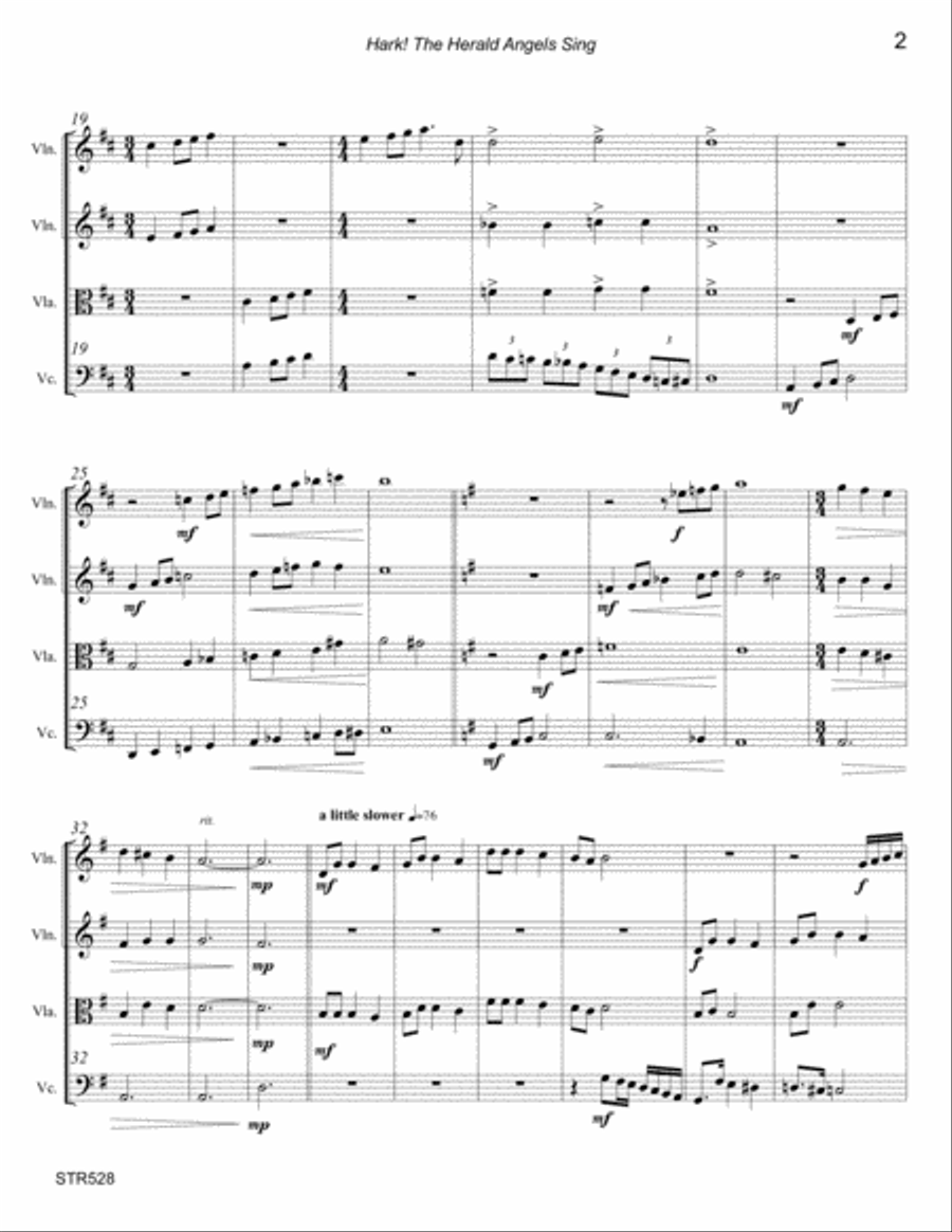 HARK THE HERALD ANGELS SING - unaccompanied STRING QUARTET A Cappella scores gallery preview page 2