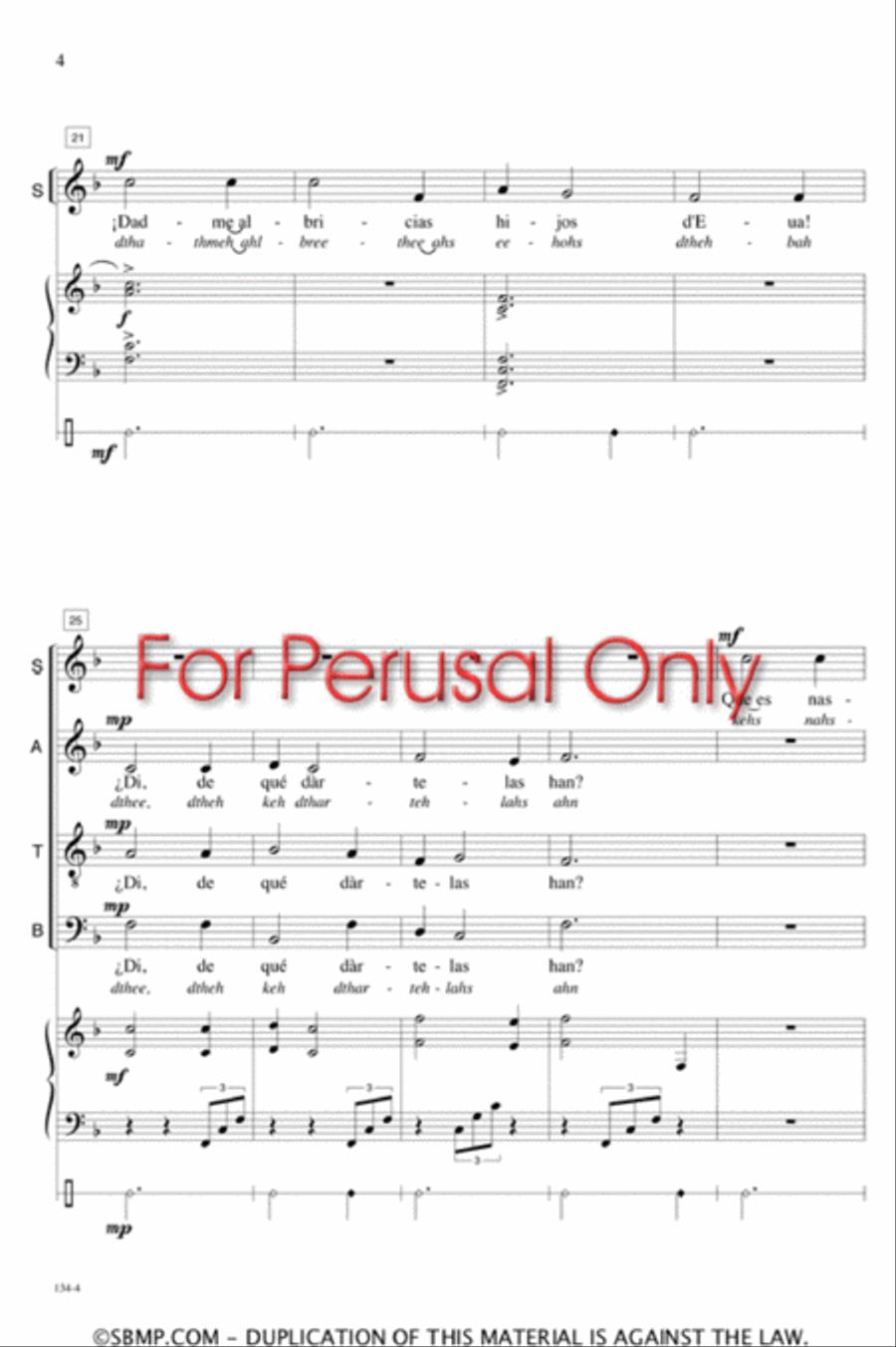 Dadme Albricias - SATB Octavo 4-Part scores gallery preview page 3