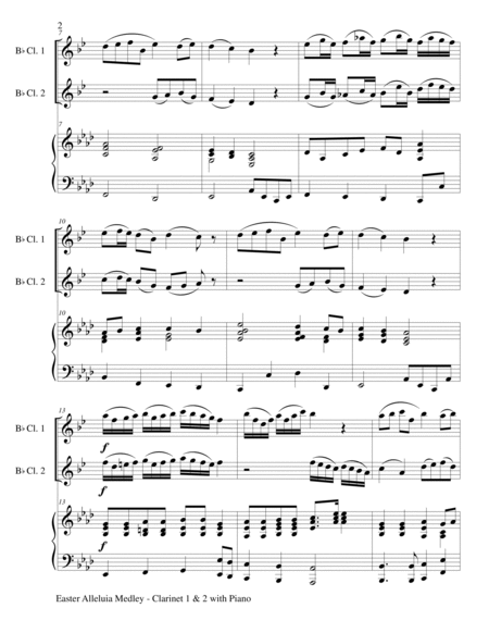 EASTER ALLELUIA MEDLEY (Trio – Bb Clarinet 1 & 2 with Piano) Score and Parts image number null