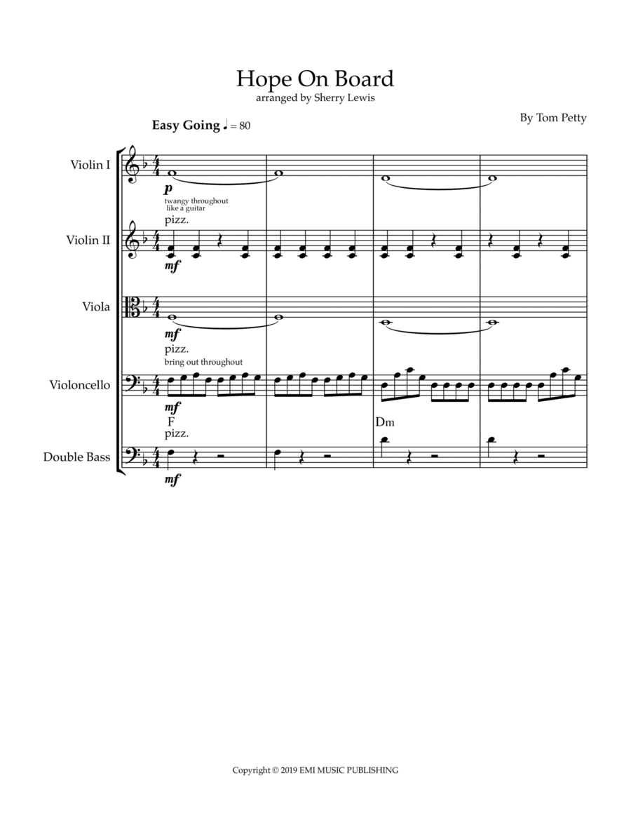 Hope On Board String Quintet scores gallery preview page 1