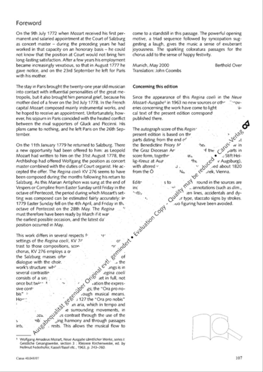 Regina coeli in B-Flat Major, K. 127 4-Part scores gallery preview page 108
