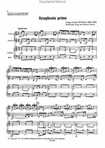 Symphonia prima C-Dur / Sonata prima a-moll