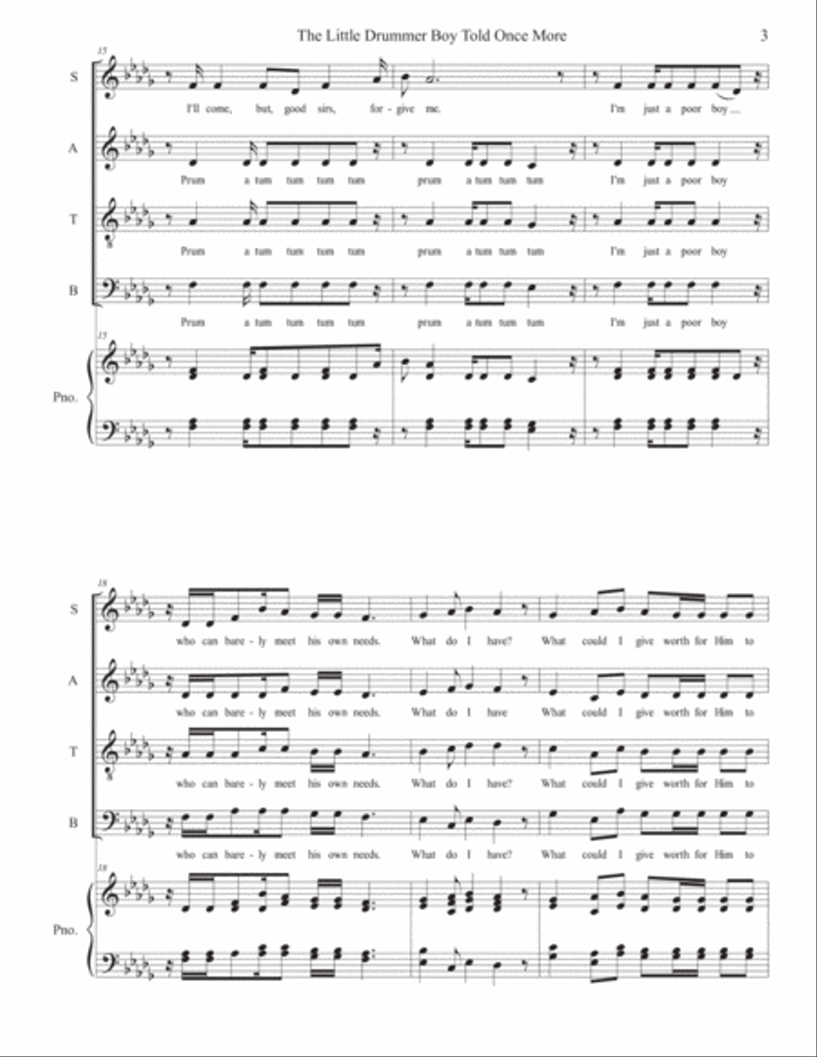 The Little Drummer Boy TTBB scores gallery preview page 3