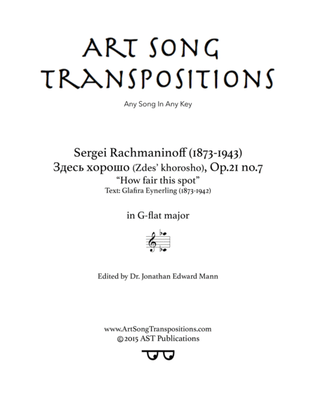 Book cover for RACHMANINOFF: Здесь хорошо, Op. 21 no. 7 (transposed to G-flat major, "How fair this spot")