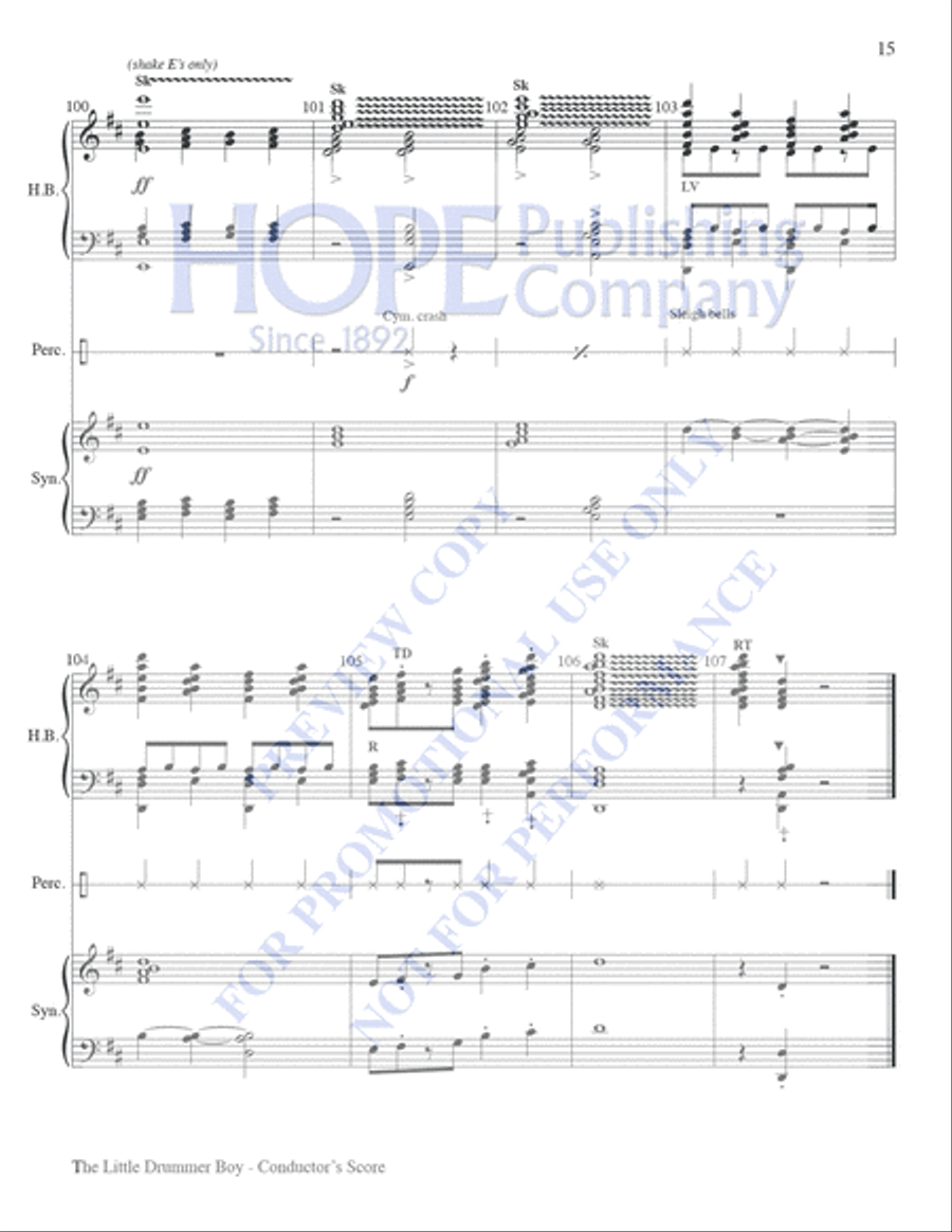 Little Drummer Boy Handbell Choir scores gallery preview page 15