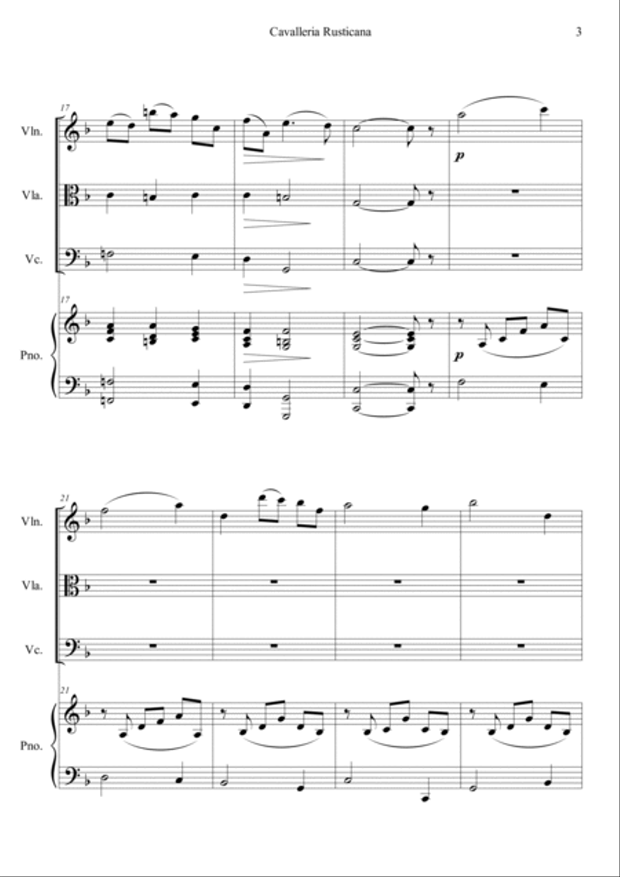 Cavalleria Rusticana Piano Quartet scores gallery preview page 3