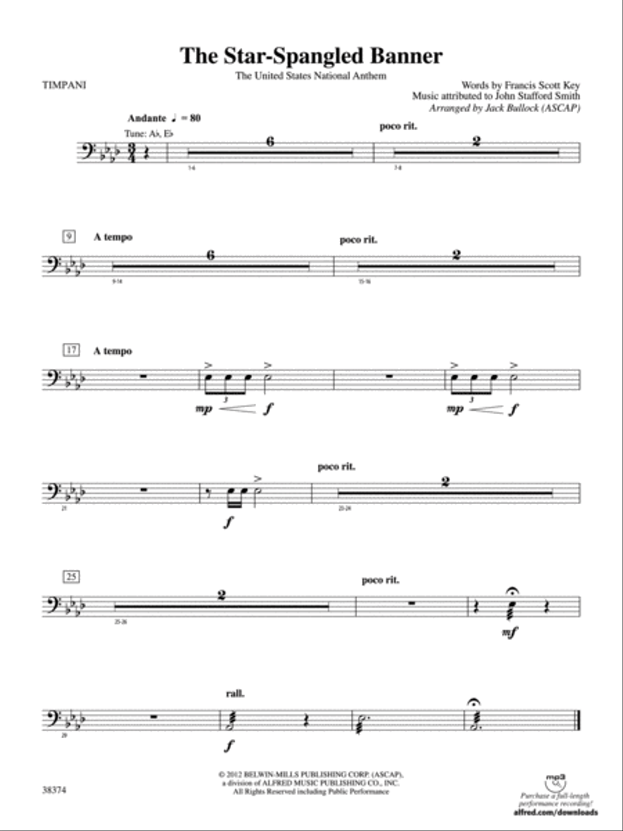 The Star-Spangled Banner: Timpani Concert Band scores gallery preview page 1