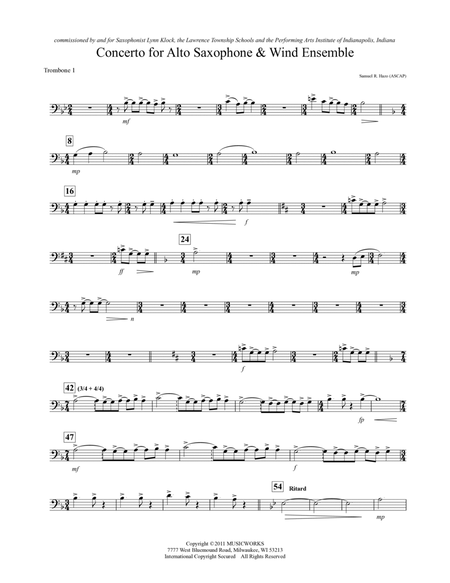 Concerto For Alto Saxophone And Wind Ensemble - Trombone 1