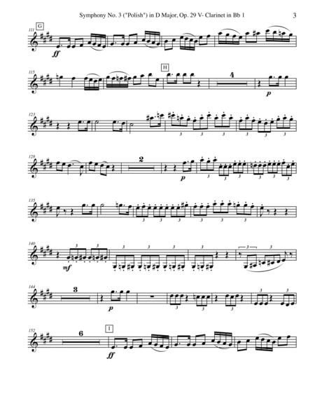 Tchaikovsky Symphony No. 3, Movement V - Clarinet in Bb 1 (Transposed Part), Op. 29