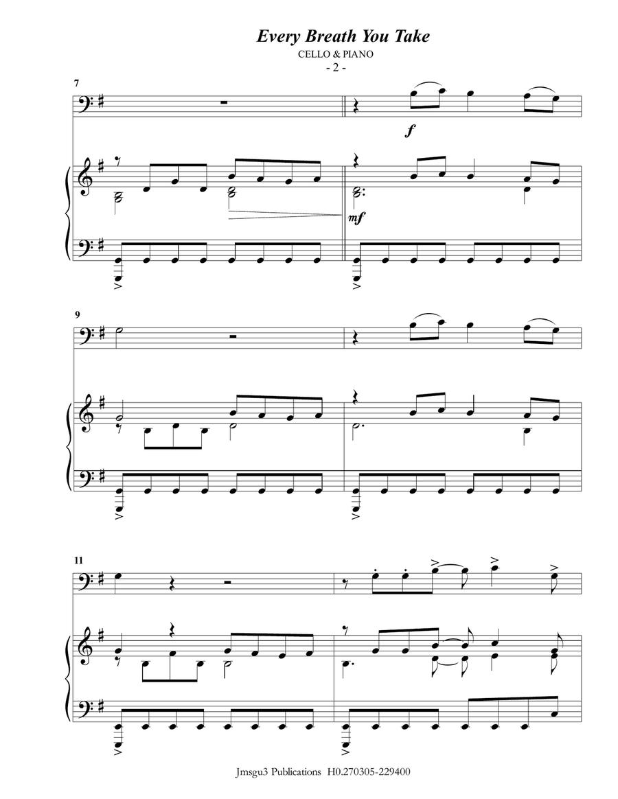 Every Breath You Take Piano scores gallery preview page 2