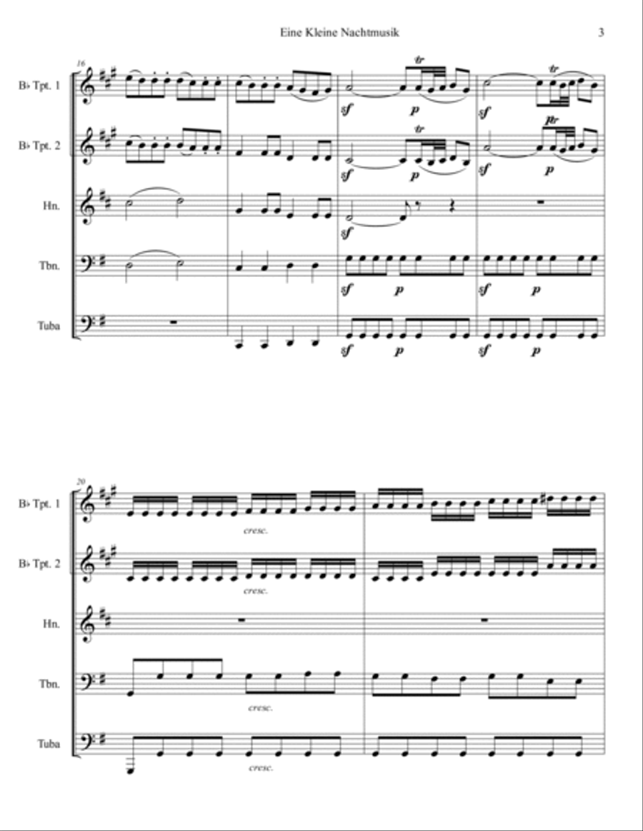 Eine Kleine Nachtmusik: Serenade No. 13 in G Major, K 525 Brass Ensemble scores gallery preview page 4