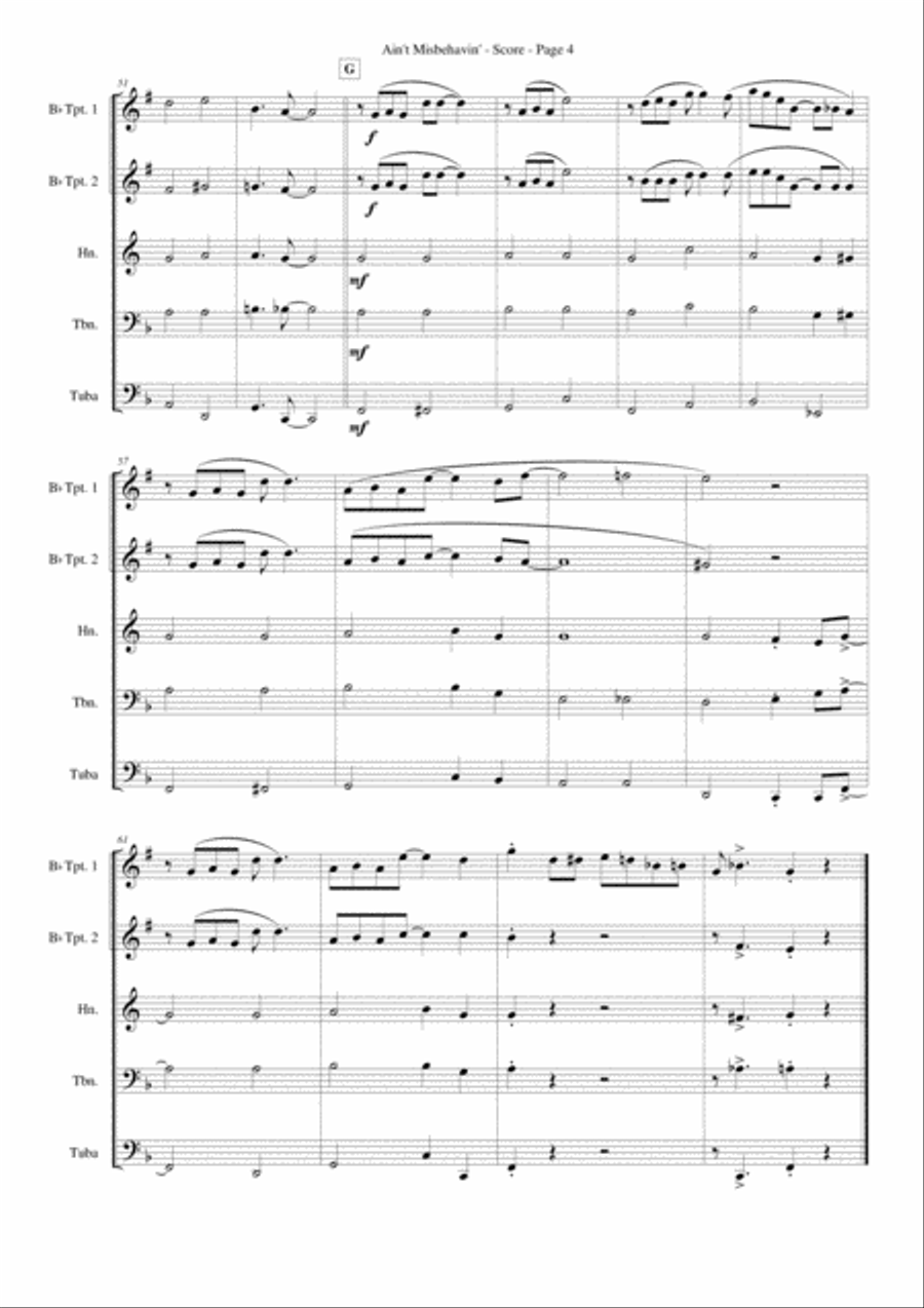 Ain't Misbehavin' Brass Ensemble scores gallery preview page 4