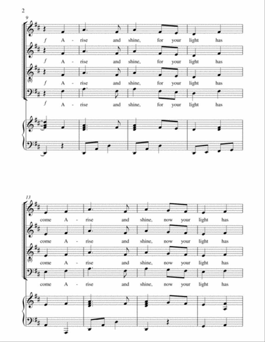 Arise and Shine - Your Light Has Come 4-Part scores gallery preview page 2