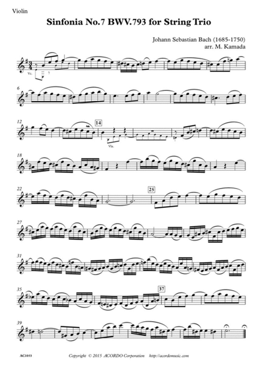 Sinfonia No.7 BWV.793 for String Trio image number null