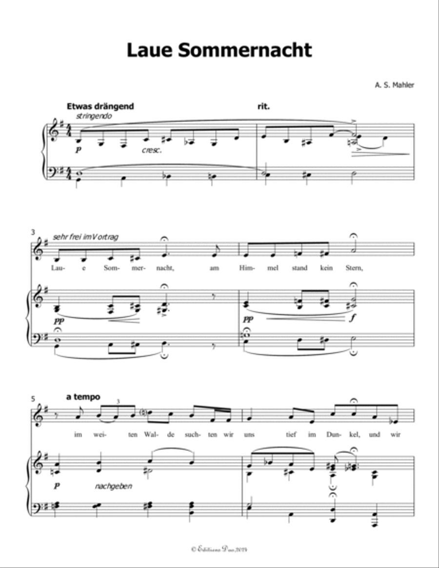 Laue Sommernacht, by Alma Mahler, in G Major Voice scores gallery preview page 3
