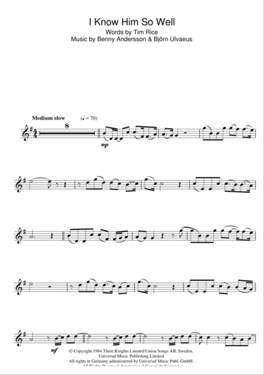 I Know Him So Well (from Chess) Flute Solo scores gallery preview page 1