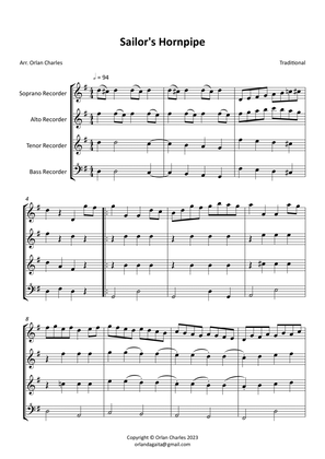 Book cover for Sailor's Hornpipe - arranged for recorder quartet