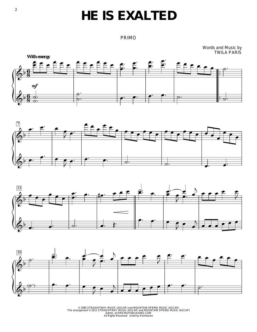 He Is Exalted He Is Exalted Piano Duet scores gallery preview page 2