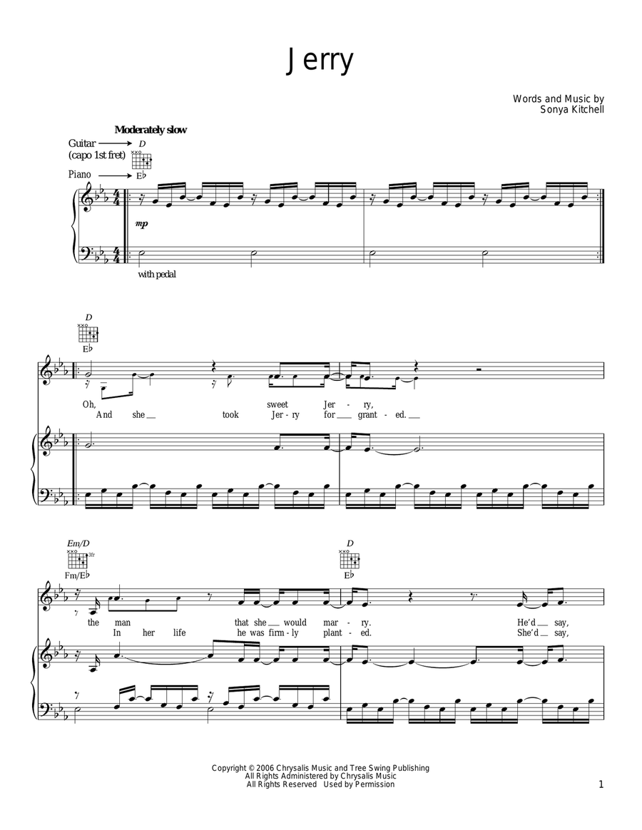 Jerry Jerry Piano, Vocal, Guitar scores gallery preview page 1