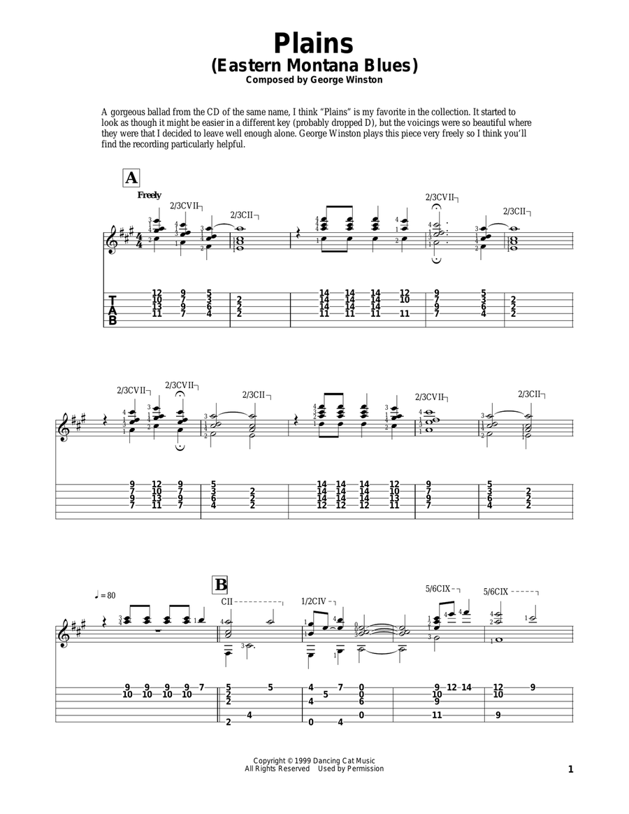 Plains (Eastern Montana Blues) Electric Guitar scores gallery preview page 1