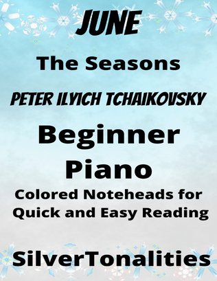Book cover for June the Seasons Beginner Piano Sheet Music with Colored Notation