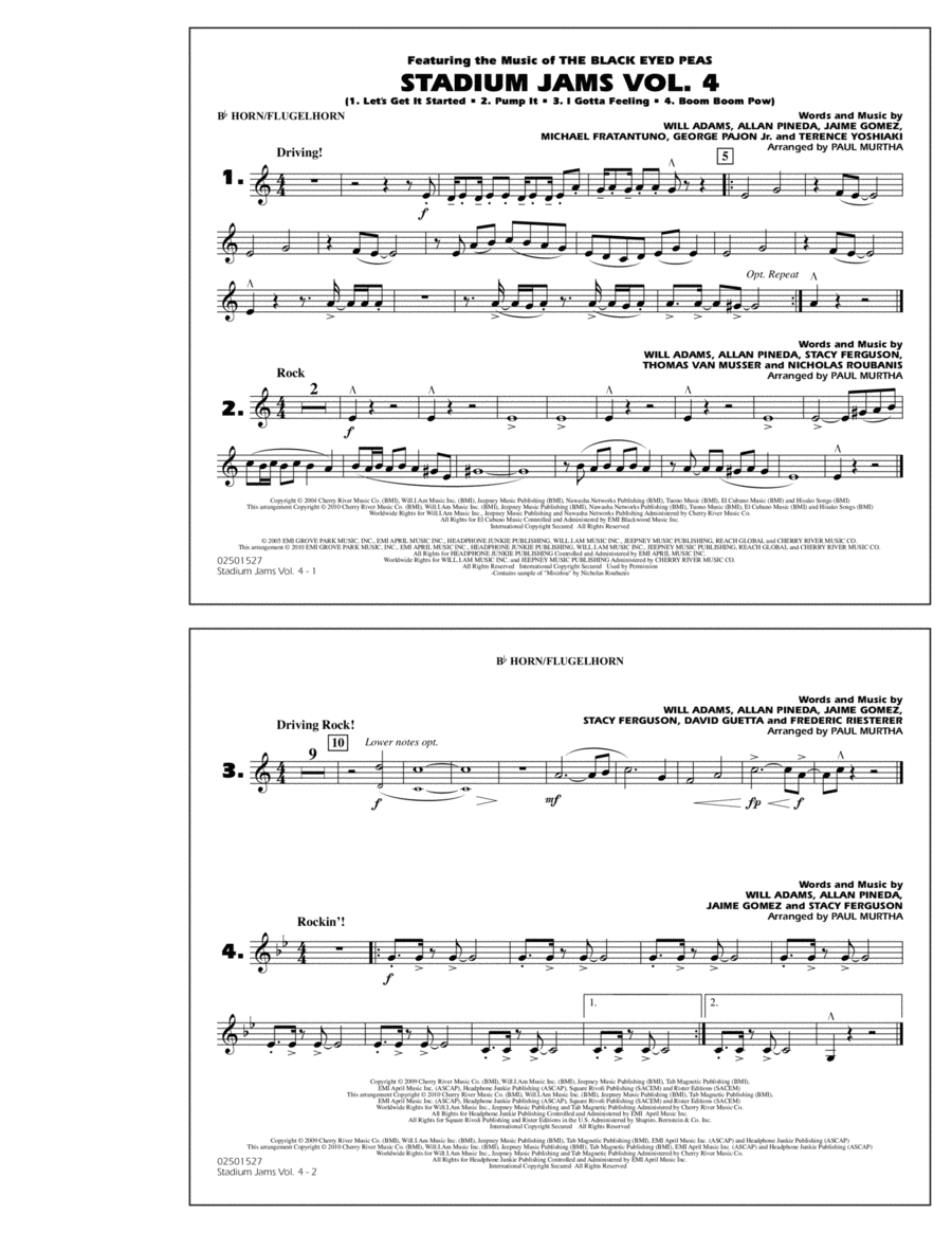 Stadium Jams: Vol. 4 - Bb Horn/Flugelhorn Marching Band scores gallery preview page 1