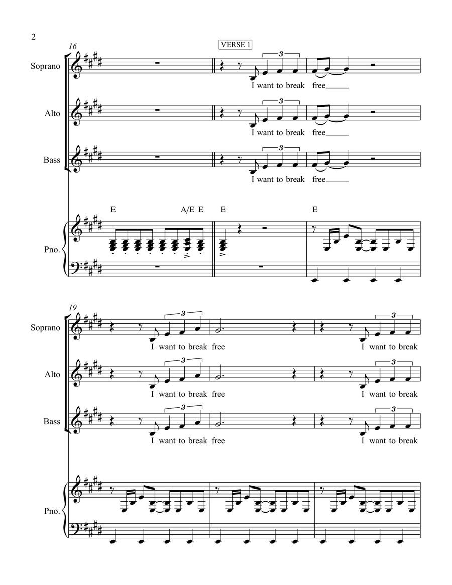 I Want To Break Free I Want To Break Free SSA scores gallery preview page 2