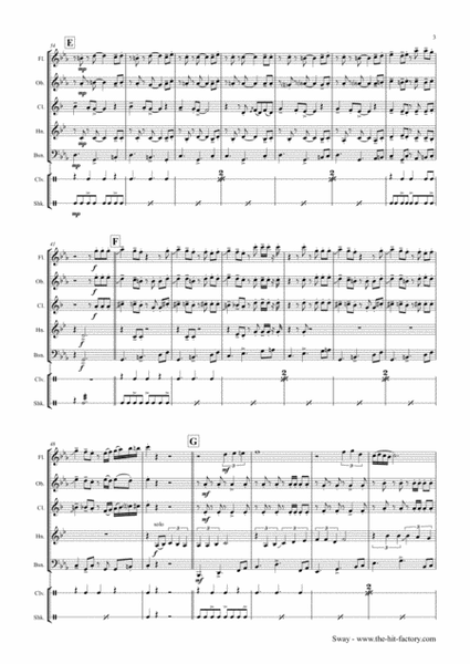 Sway (Quien Sera) by Dean Martin Woodwind Quintet - Digital Sheet Music