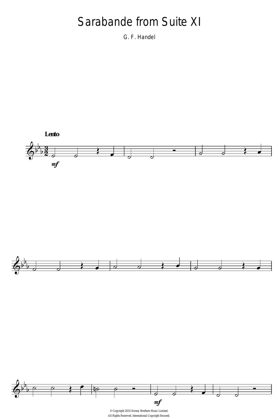 Sarabande (from Suite XI) Clarinet Solo scores gallery preview page 1
